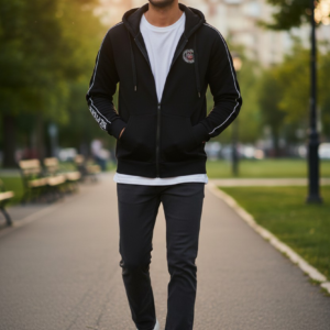 Chaqueta con capucha Tommy Hilfiger negra hombre