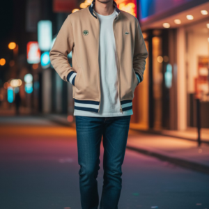 Chaqueta Lacoste bomber beige algodón 100% hombre.