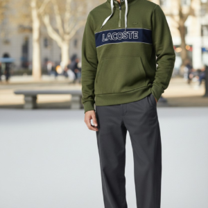 Buzo Lacoste verde con logo grande hombre.