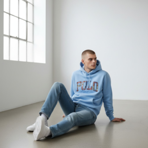 buzo hoodie POLO Ralph Lauren celeste algodón