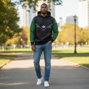 buzo hoodie Adidas negro verde deportivo