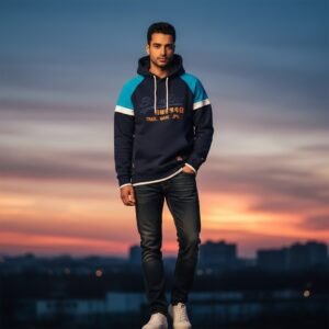 Buzo hoodie Superdry azul navy algodón