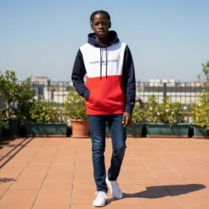 sudadera Tommy Hilfiger tricolor con capucha
