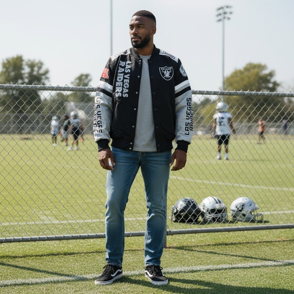 chaqueta bomber Las Vegas Raiders negra