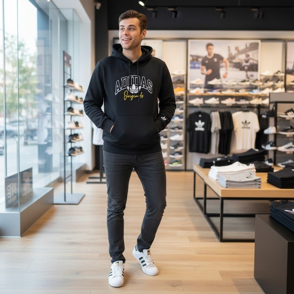 Buzo hoodie Adidas Originals negro algodón