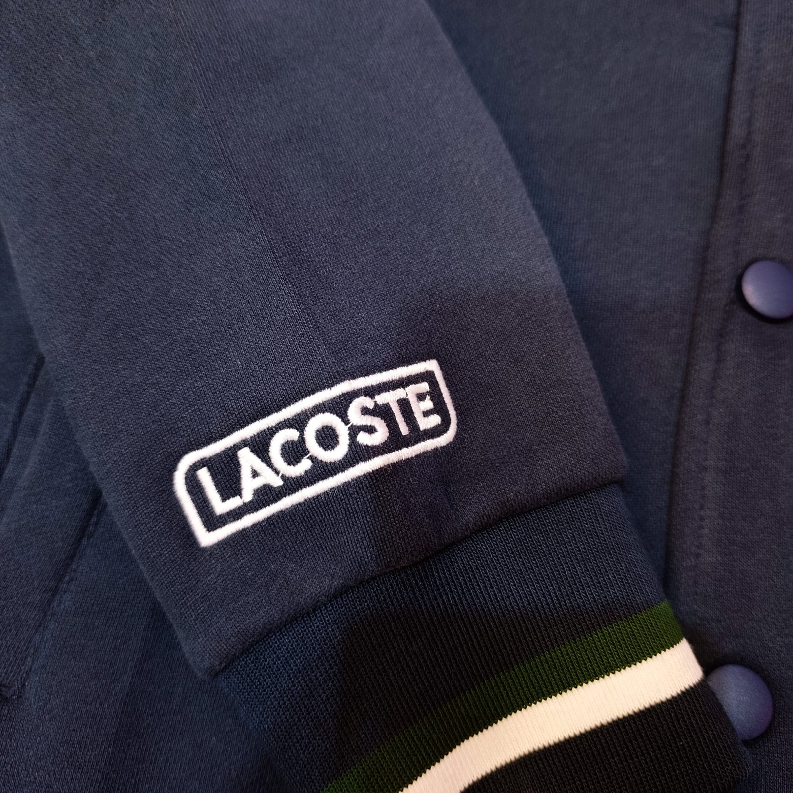 Chaqueta universitaria Lacoste azul navy algodón