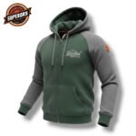 Buzo hoodie Superdry con cremallera verde y gris