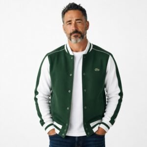 Chaqueta universitaria Lacoste verde y blanca algodón