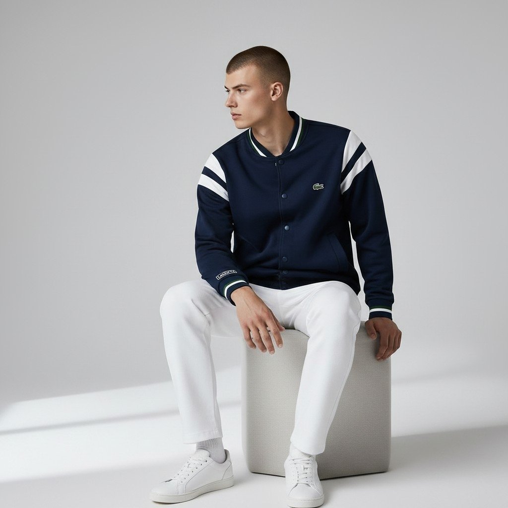 Chaqueta universitaria Lacoste azul navy algodón
